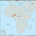 Map of Benin on West Coast of Africa